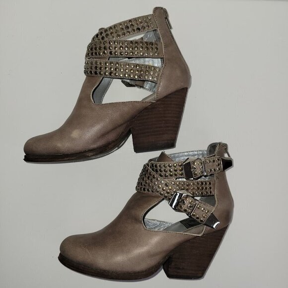 Vintage by Jeffrey Campbell Gray Leather Studded Ankle Fashion Boot Size 6.5 - Picture 5 of 11